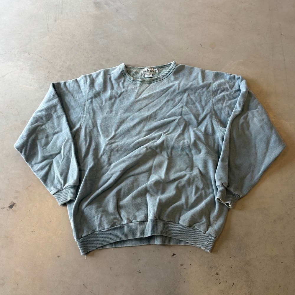 Vintage 90s non-fiction blank faded overdyed green crewneck